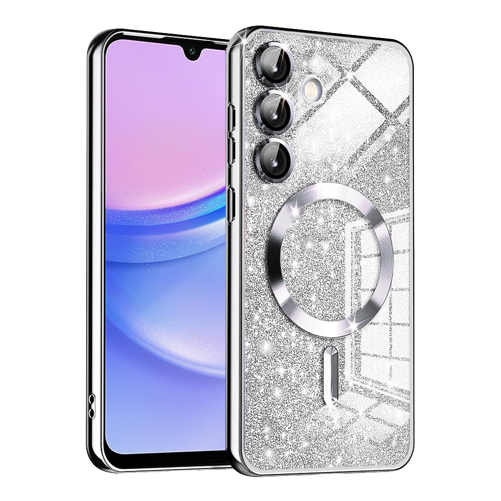 Funda MagSafe para Samsung Galaxy A15 5G A156 / A15 A155, Techsuit, Luxury Glitter, Plateada