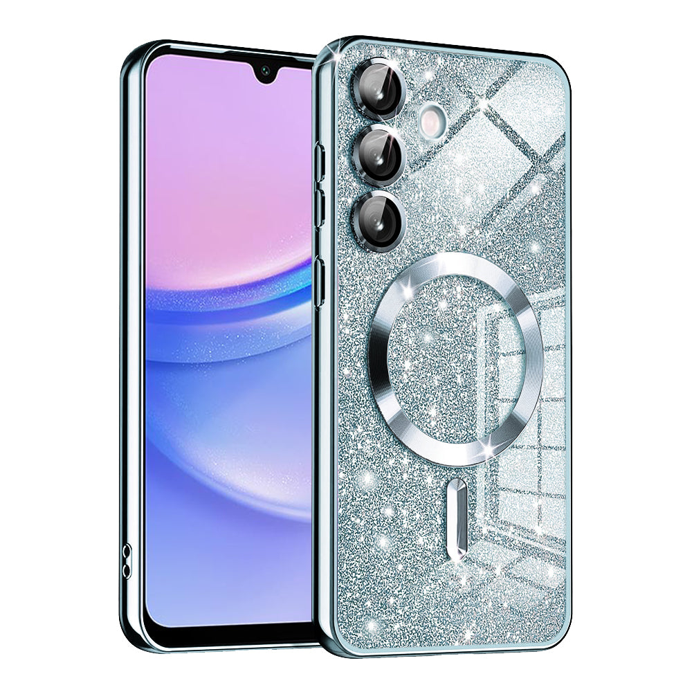 Funda MagSafe para Samsung Galaxy A15 5G A156 / A15 A155, Techsuit, Luxury Glitter, Azul
