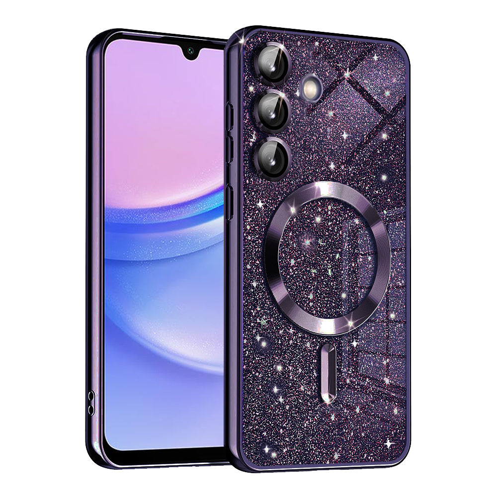Funda MagSafe para Samsung Galaxy A15 5G A156 / A15 A155, Techsuit, Luxury Glitter, Morado Oscuro