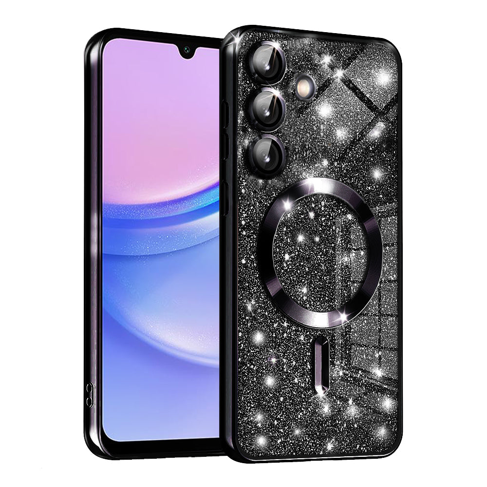 Funda MagSafe para Samsung Galaxy A15 5G A156 / A15 A155, Techsuit, Luxury Glitter, Negra