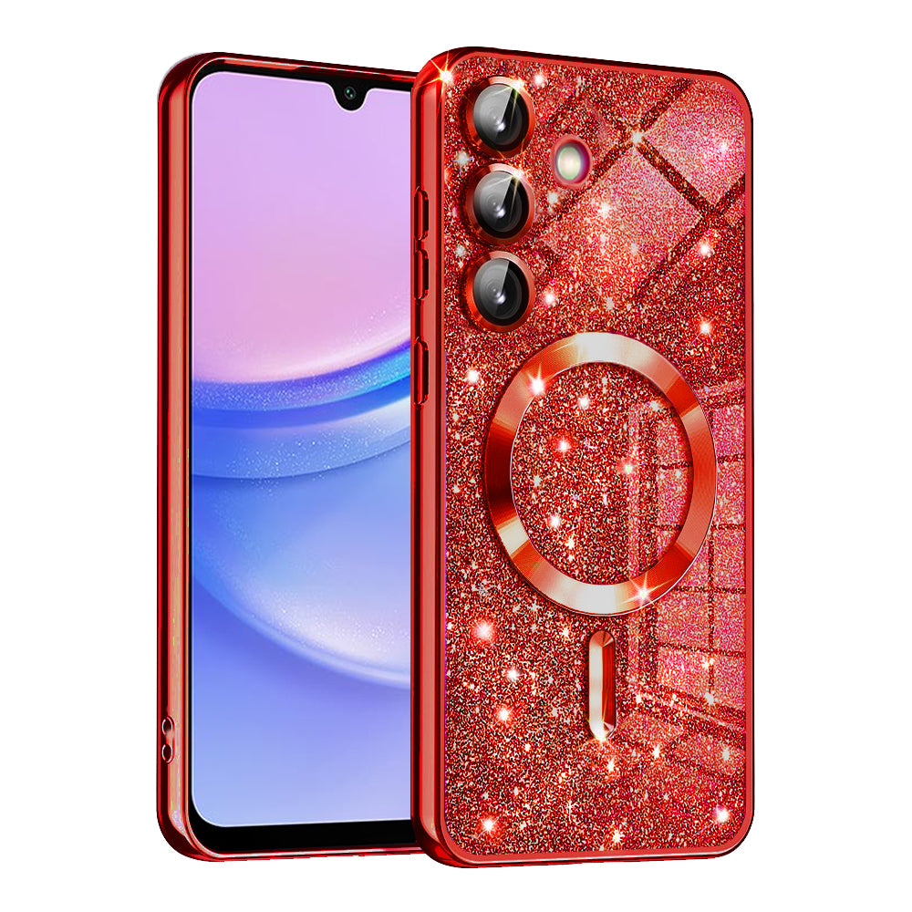 Funda MagSafe para Samsung Galaxy A15 5G A156 / A15 A155, Techsuit, Luxury Glitter, Roja