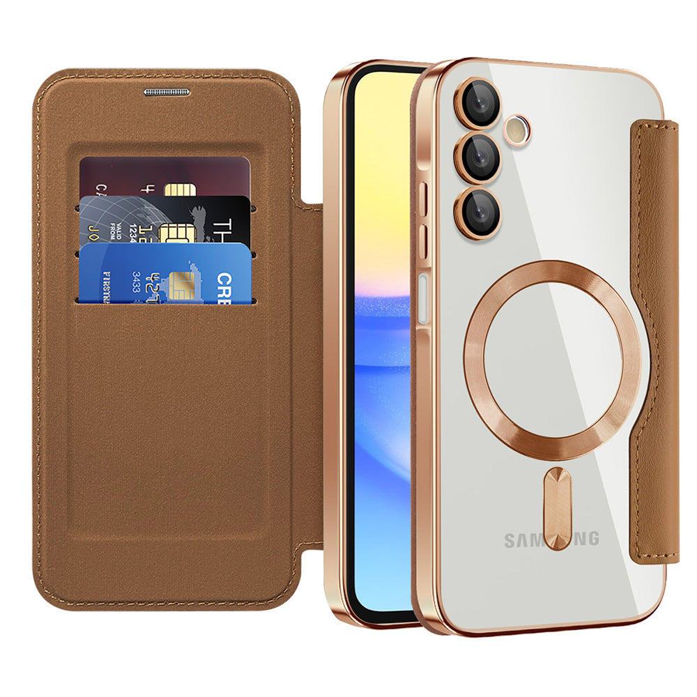 Funda MagSafe para Samsung Galaxy A15 5G A156 / A15 A155, Techsuit, SmartMag Book, Marrón