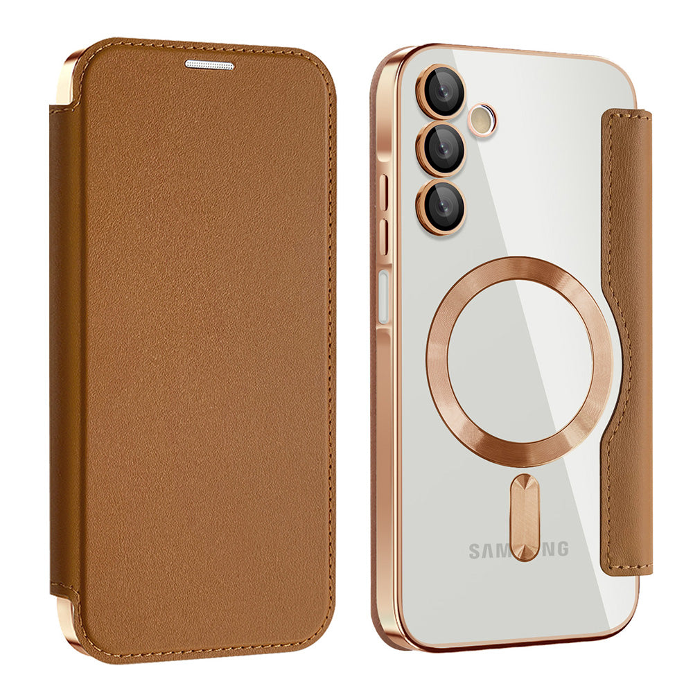 Funda MagSafe para Samsung Galaxy A15 5G A156 / A15 A155, Techsuit, SmartMag Book, Marrón