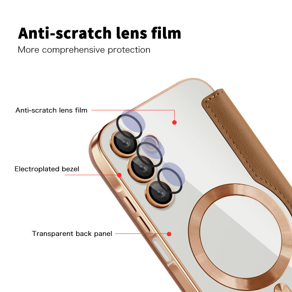 Funda MagSafe para Samsung Galaxy A15 5G A156 / A15 A155, Techsuit, SmartMag Book, Marrón