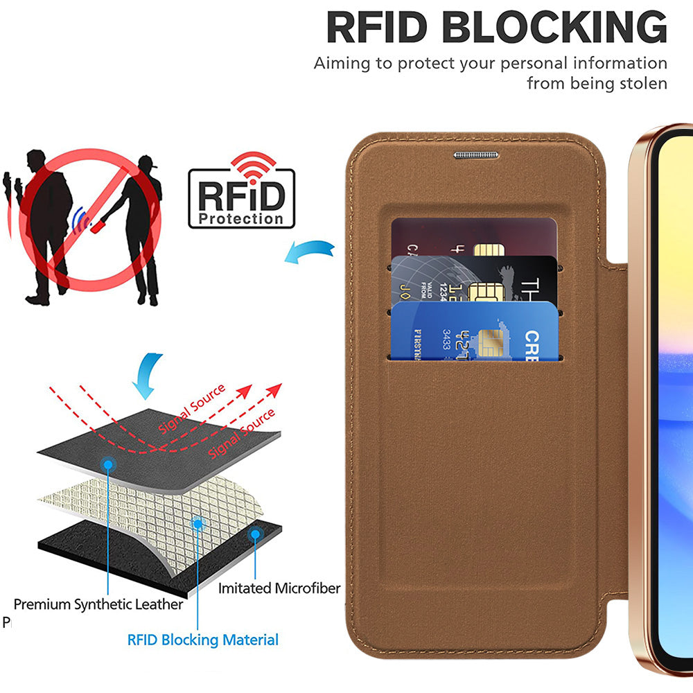 Funda MagSafe para Samsung Galaxy A15 5G A156 / A15 A155, Techsuit, SmartMag Book, Marrón