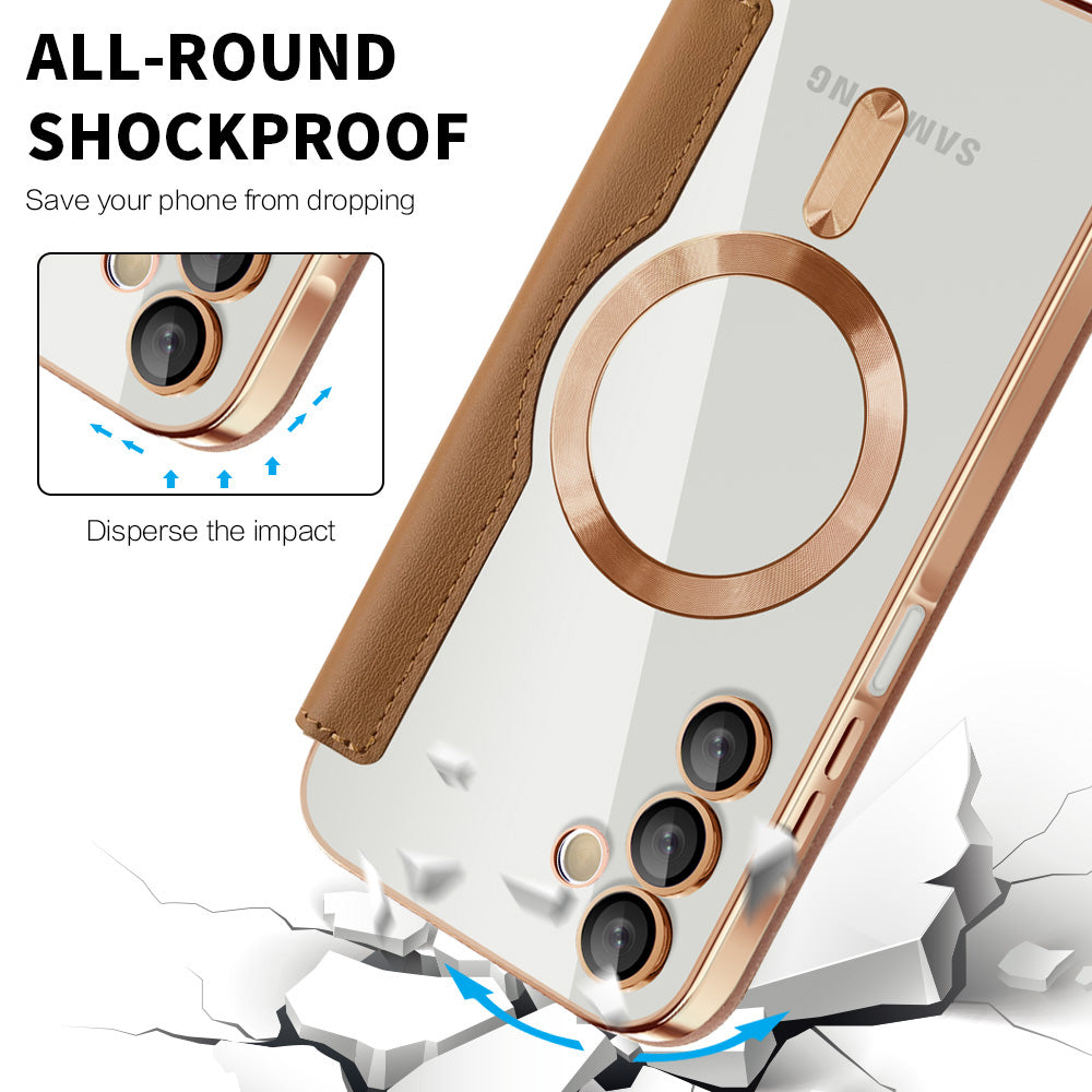 Funda MagSafe para Samsung Galaxy A15 5G A156 / A15 A155, Techsuit, SmartMag Book, Marrón