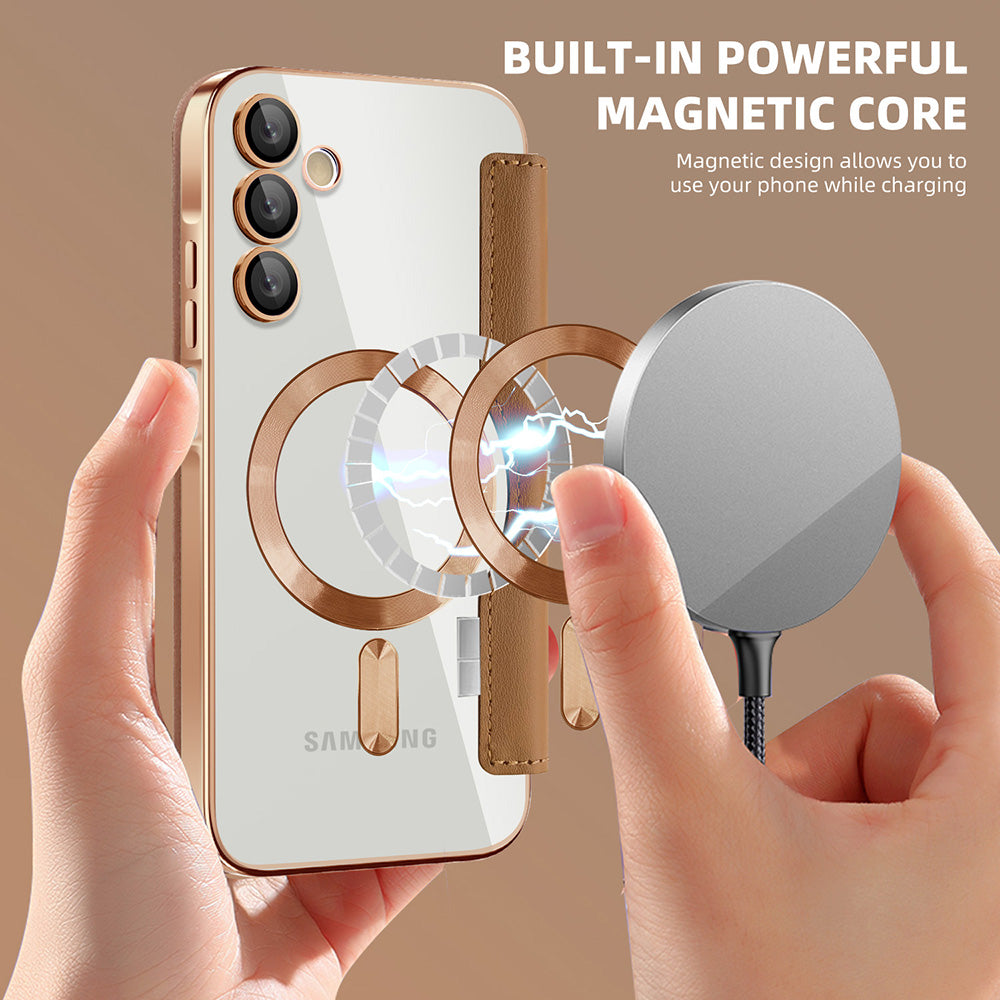 Funda MagSafe para Samsung Galaxy A15 5G A156 / A15 A155, Techsuit, SmartMag Book, Marrón
