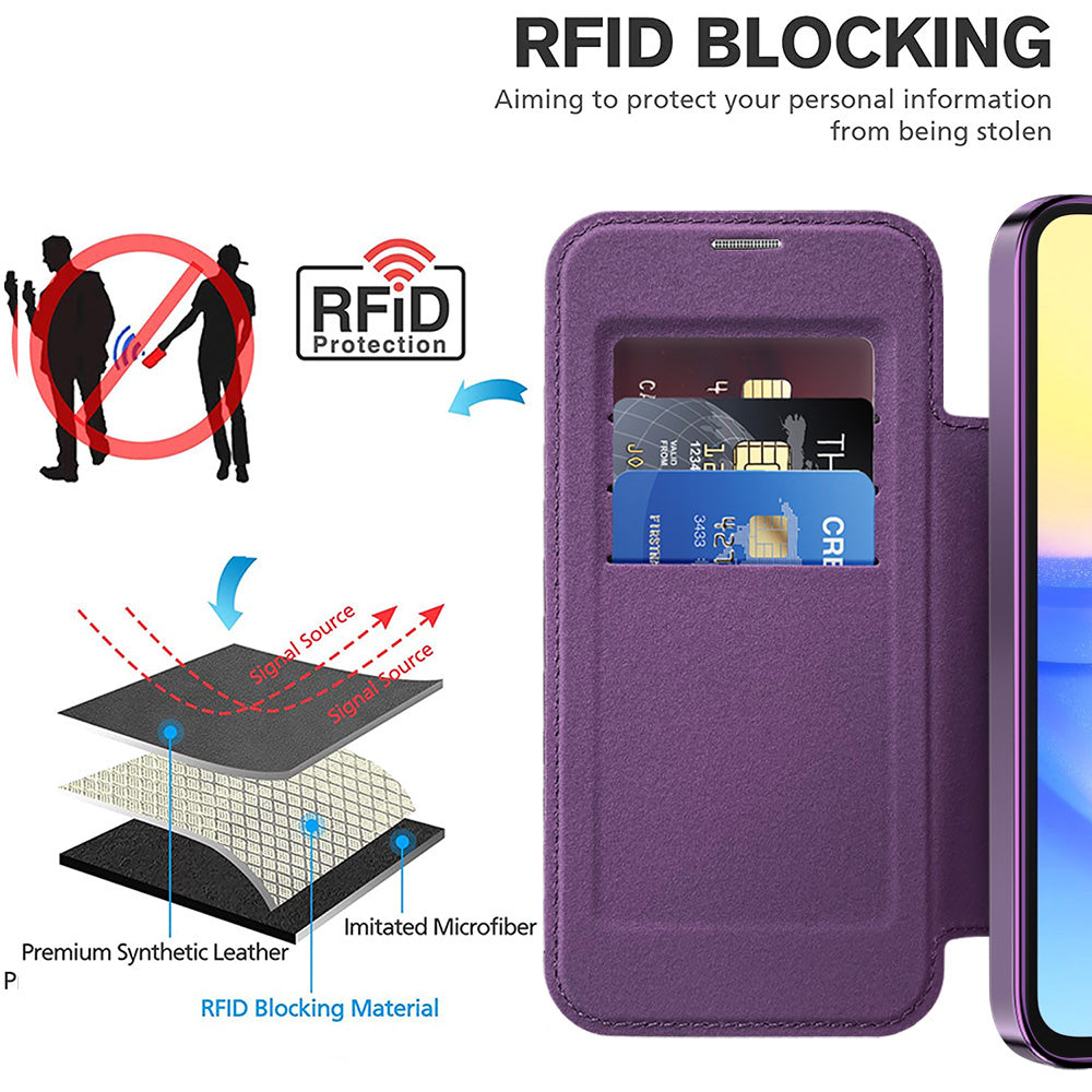 Funda MagSafe para Samsung Galaxy A15 5G A156 / A15 A155, Techsuit, SmartMag Book, Morado