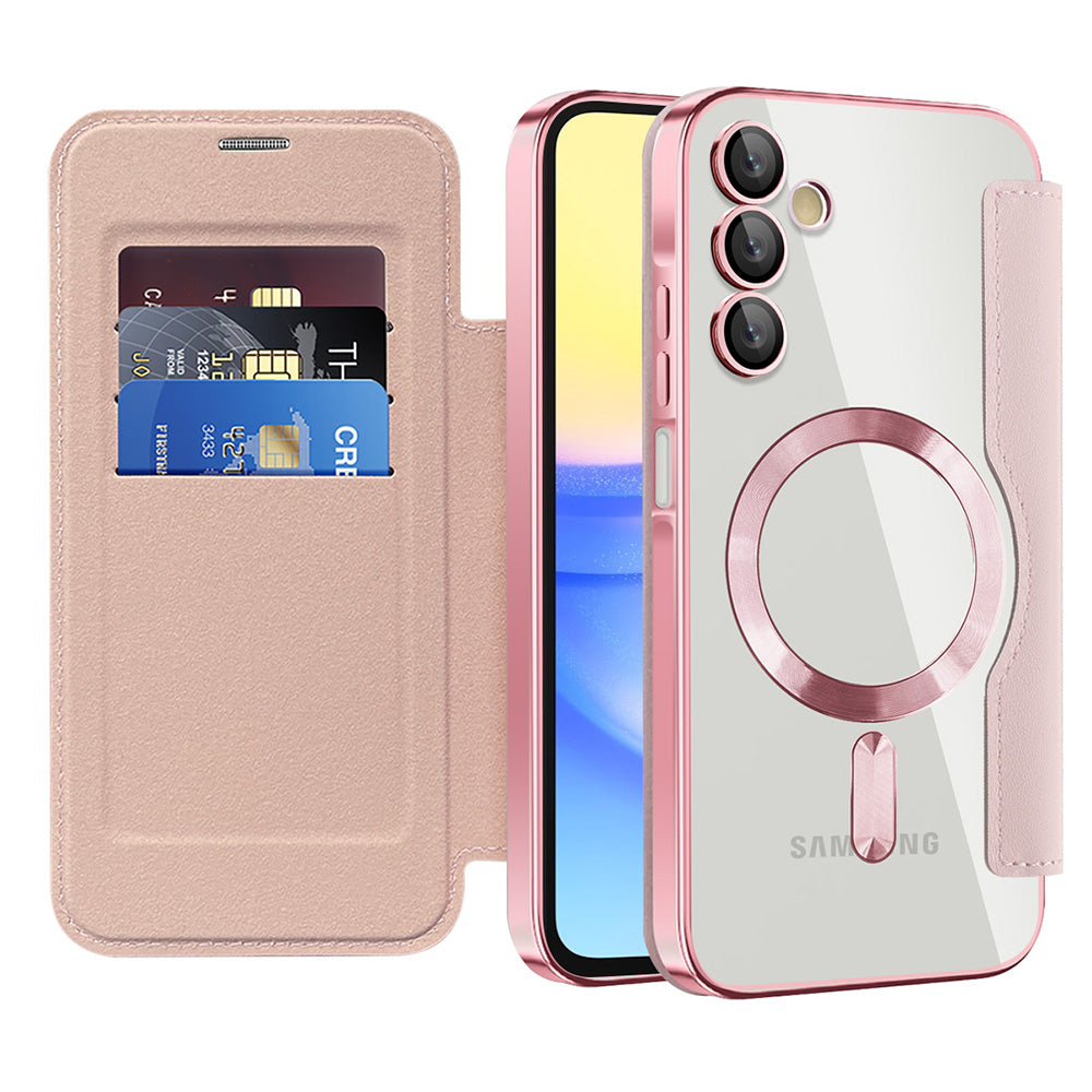 Funda MagSafe para Samsung Galaxy A15 5G A156 / A15 A155, Techsuit, SmartMag Book, Rosa
