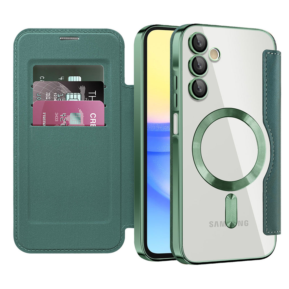 Funda MagSafe para Samsung Galaxy A15 5G A156 / A15 A155, Techsuit, SmartMag Book, Verde