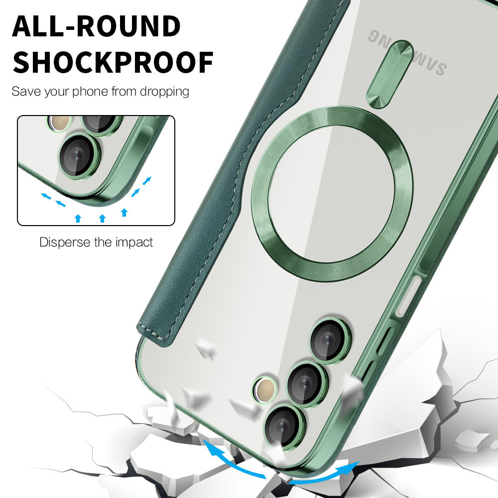 Funda MagSafe para Samsung Galaxy A15 5G A156 / A15 A155, Techsuit, SmartMag Book, Verde