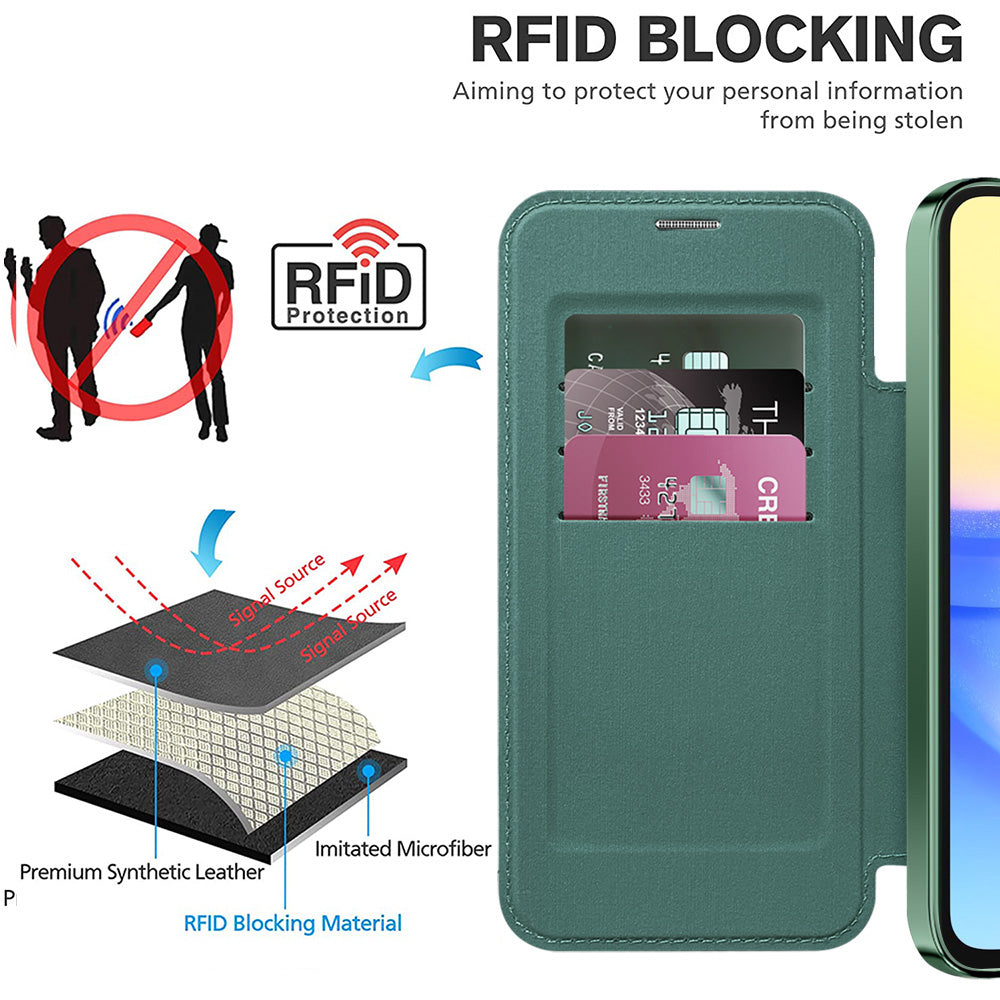 Funda MagSafe para Samsung Galaxy A15 5G A156 / A15 A155, Techsuit, SmartMag Book, Verde
