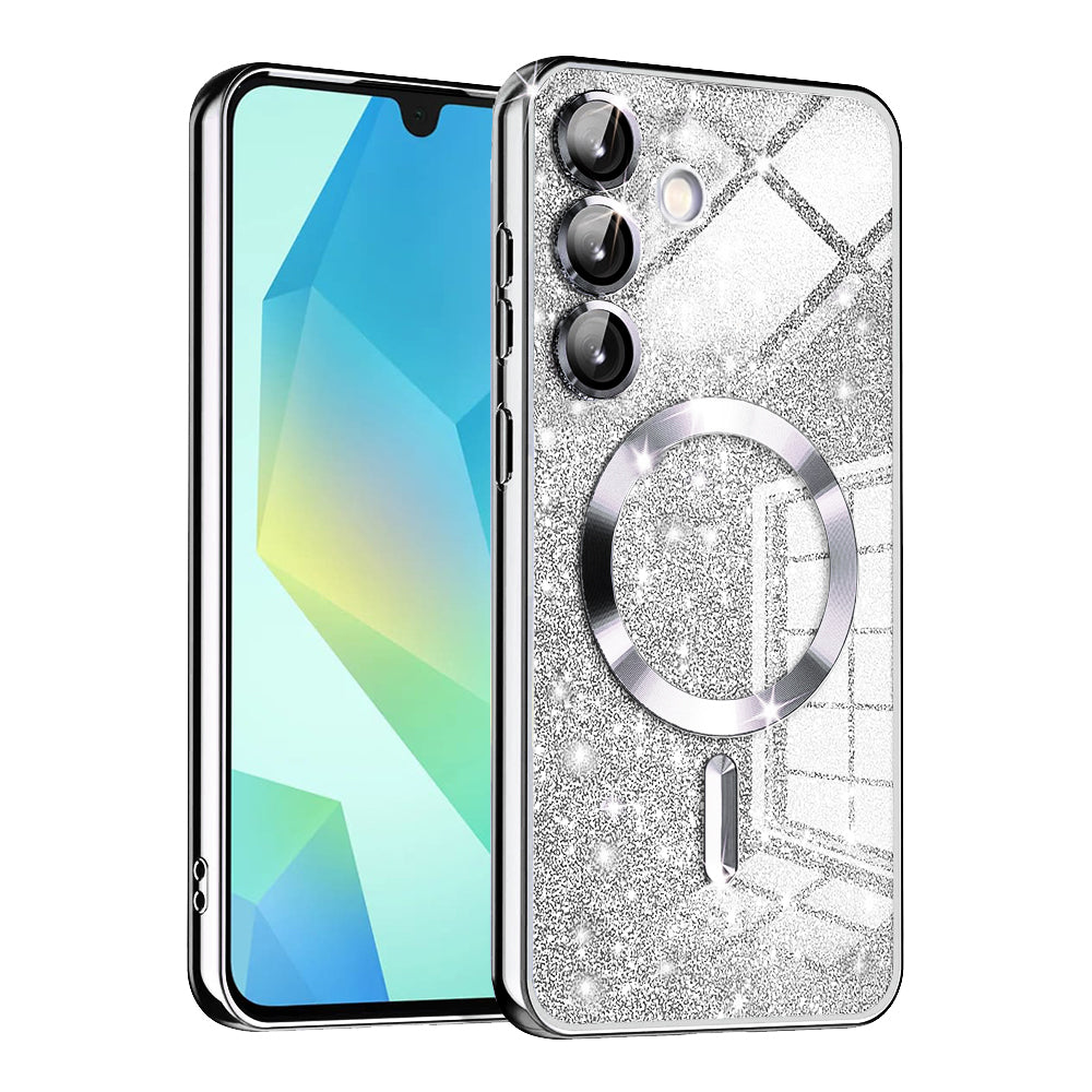 Funda MagSafe para Samsung Galaxy A16 5G A166 / A16 4G A165, Techsuit, Luxury Glitter, Plateada