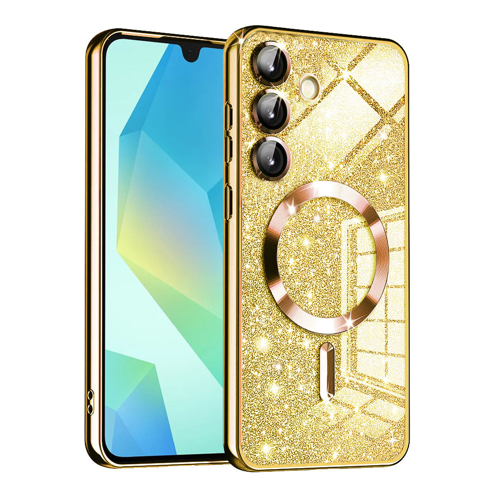 Funda MagSafe para Samsung Galaxy A16 5G A166 / A16 4G A165, Techsuit, Luxury Glitter, Dorada