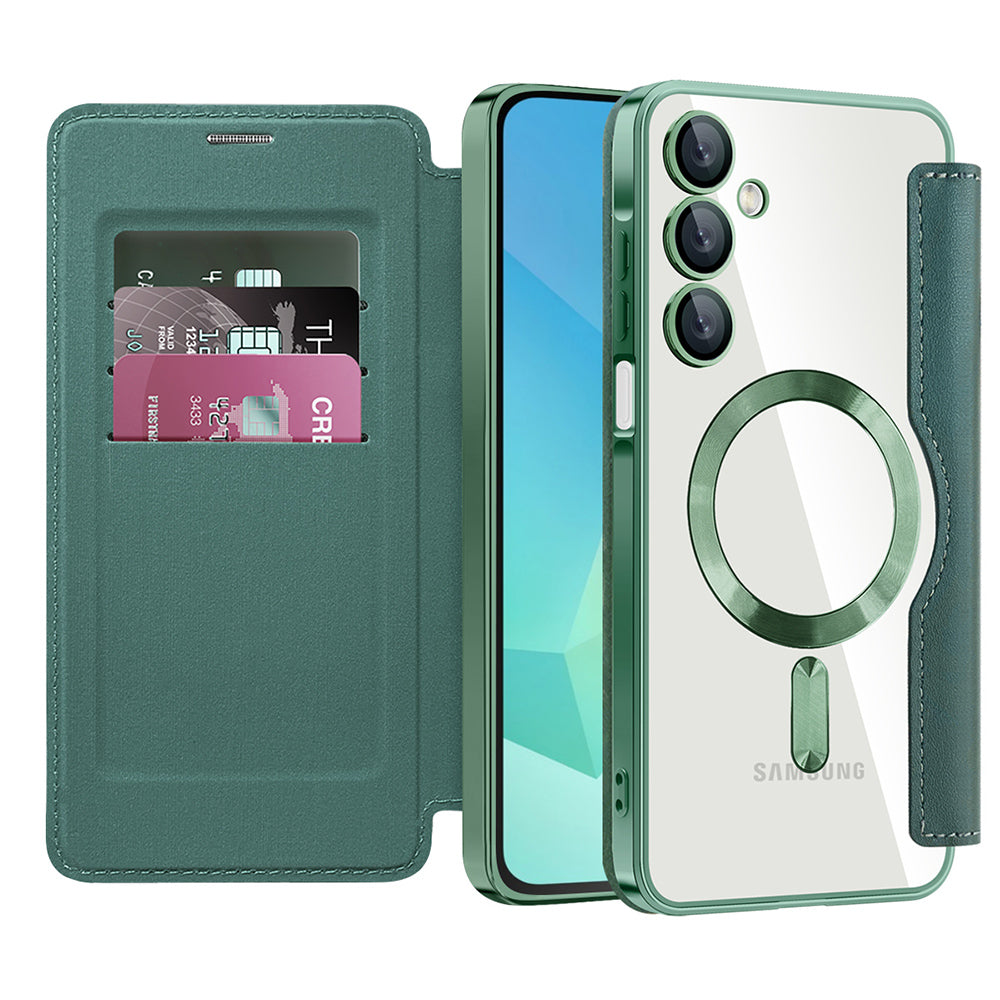 Funda MagSafe para Samsung Galaxy A16 5G A166 / A16 4G A165, Techsuit, SmartMag Book, Verde