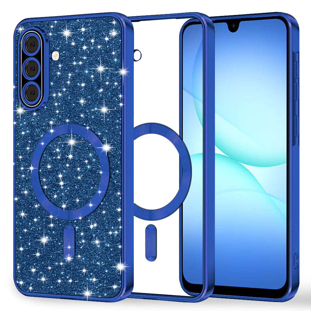 Funda MagSafe para Samsung Galaxy A17 4G / A17 5G, Techsuit, Luxury Glitter, Azul Oscuro