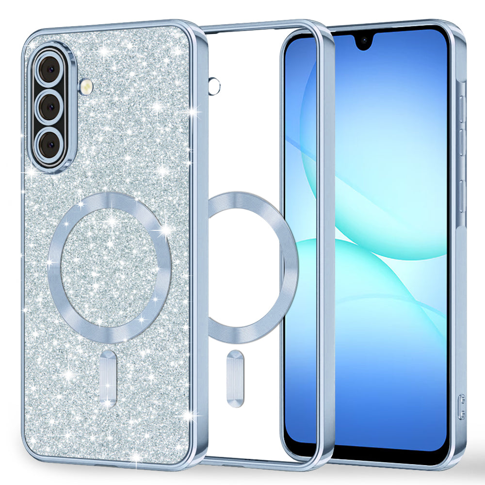Funda MagSafe para Samsung Galaxy A17 4G / A17 5G, Techsuit, Luxury Glitter, Azul