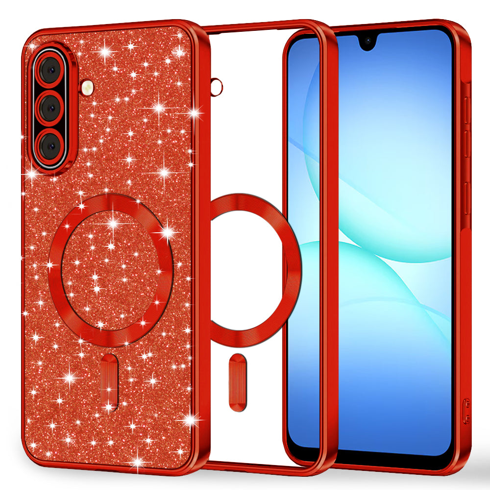 Funda MagSafe para Samsung Galaxy A17 4G / A17 5G, Techsuit, Luxury Glitter, Roja