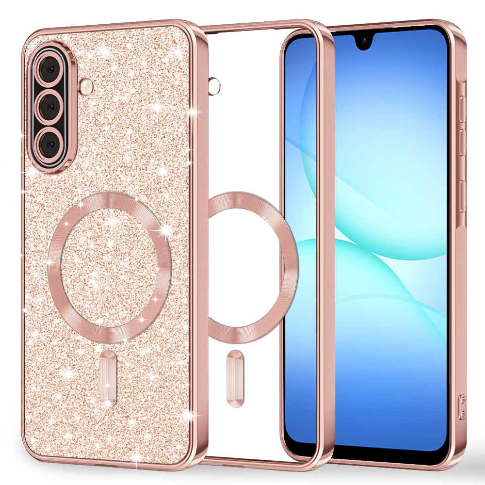 Funda MagSafe para Samsung Galaxy A18 5G A186 / A18 4G A185 / F17 / M17 / A17 4G A175, Techsuit, Luxury Glitter, Rosa