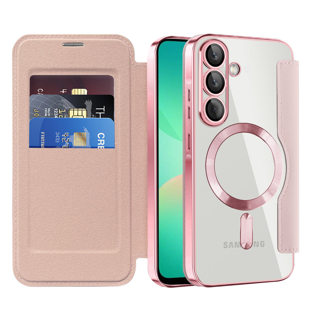 Funda MagSafe para Samsung Galaxy A26 A266, Techsuit, SmartMag Book, Rosa
