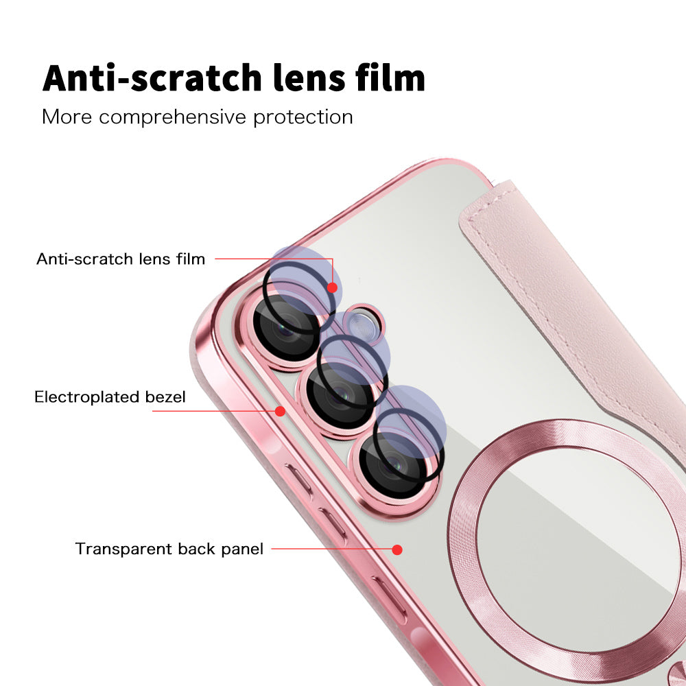 Funda MagSafe para Samsung Galaxy A26 A266, Techsuit, SmartMag Book, Rosa