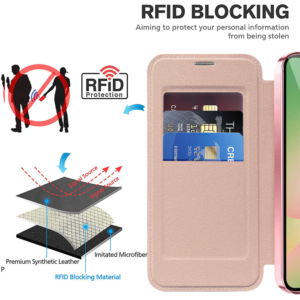 Funda MagSafe para Samsung Galaxy A26 A266, Techsuit, SmartMag Book, Rosa