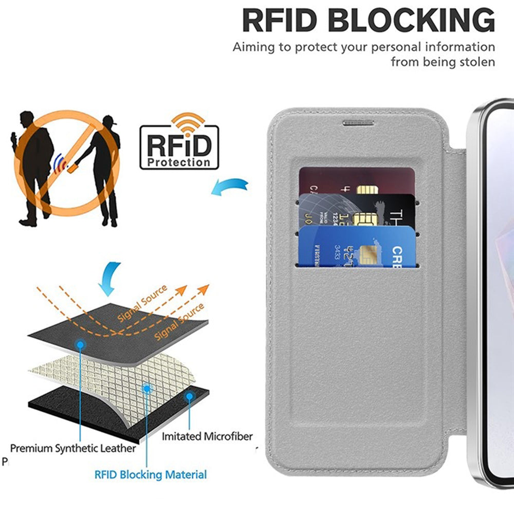Funda MagSafe para Samsung Galaxy A35 5G A356, Techsuit, SmartMag Book, Gris