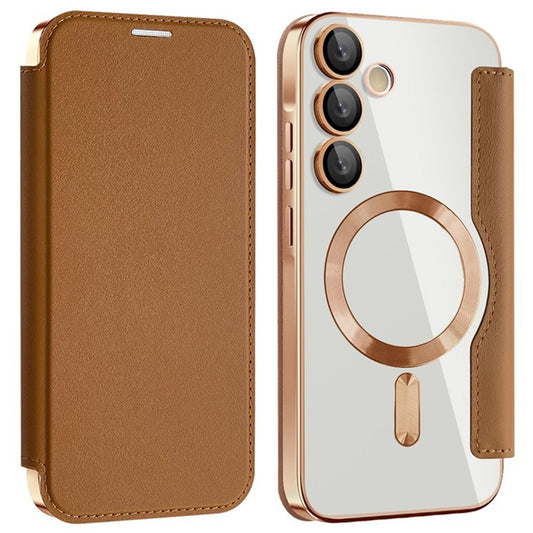Funda MagSafe para Samsung Galaxy A35 5G A356, Techsuit, SmartMag Book, Marrón