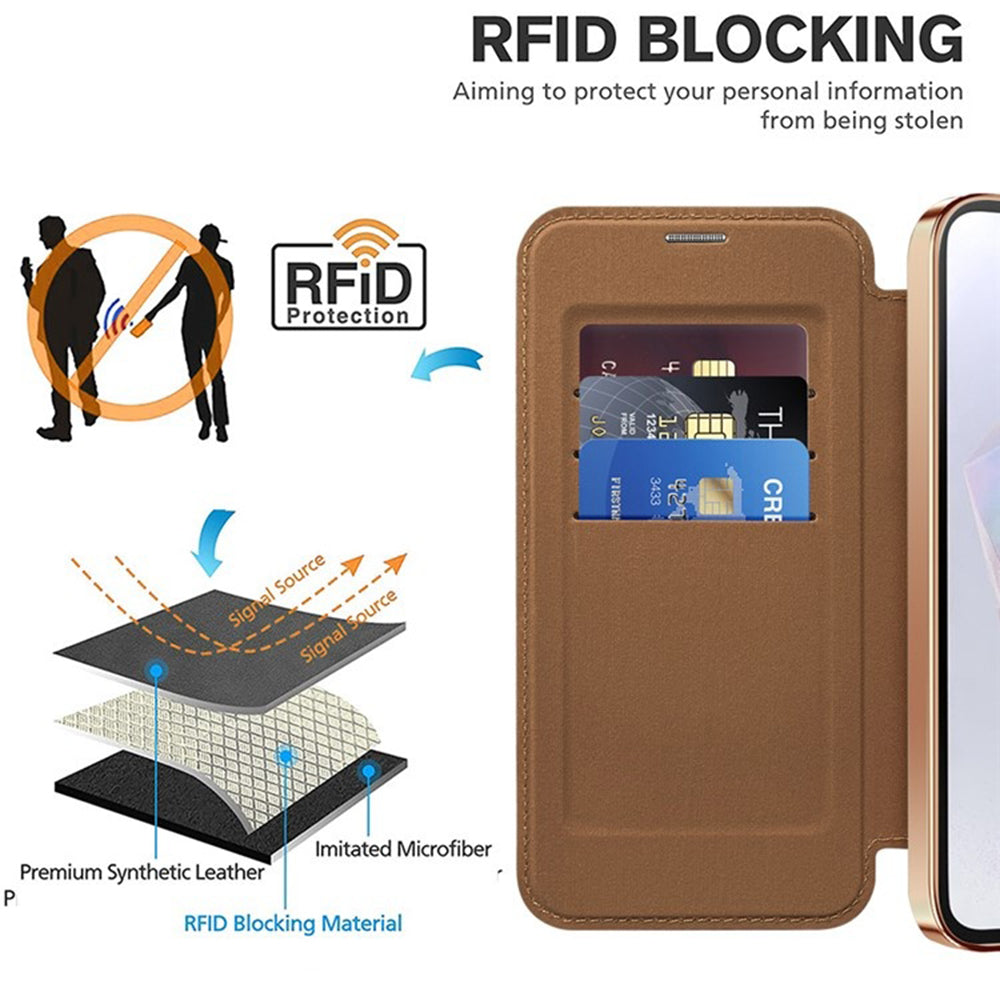 Funda MagSafe para Samsung Galaxy A35 5G A356, Techsuit, SmartMag Book, Marrón