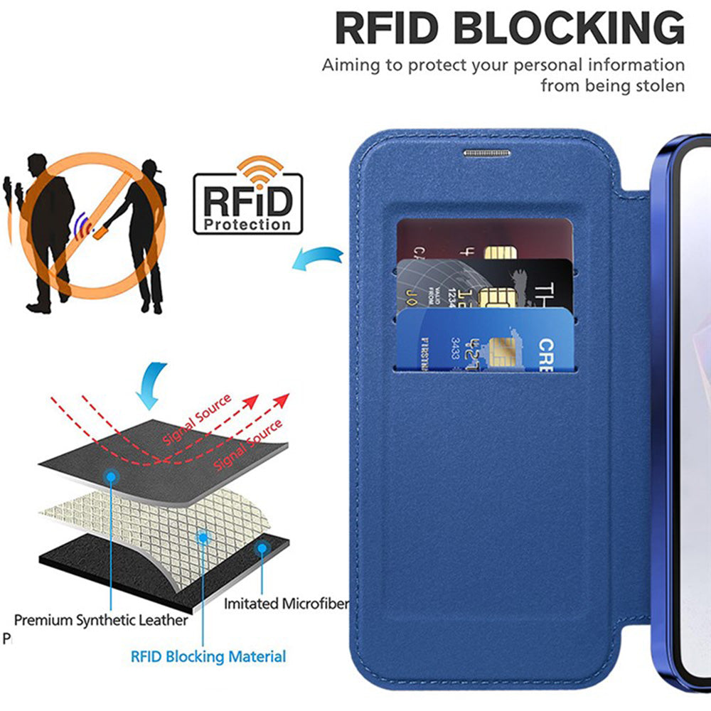 Funda MagSafe para Samsung Galaxy A36 A366, Techsuit, SmartMag Book, Azul