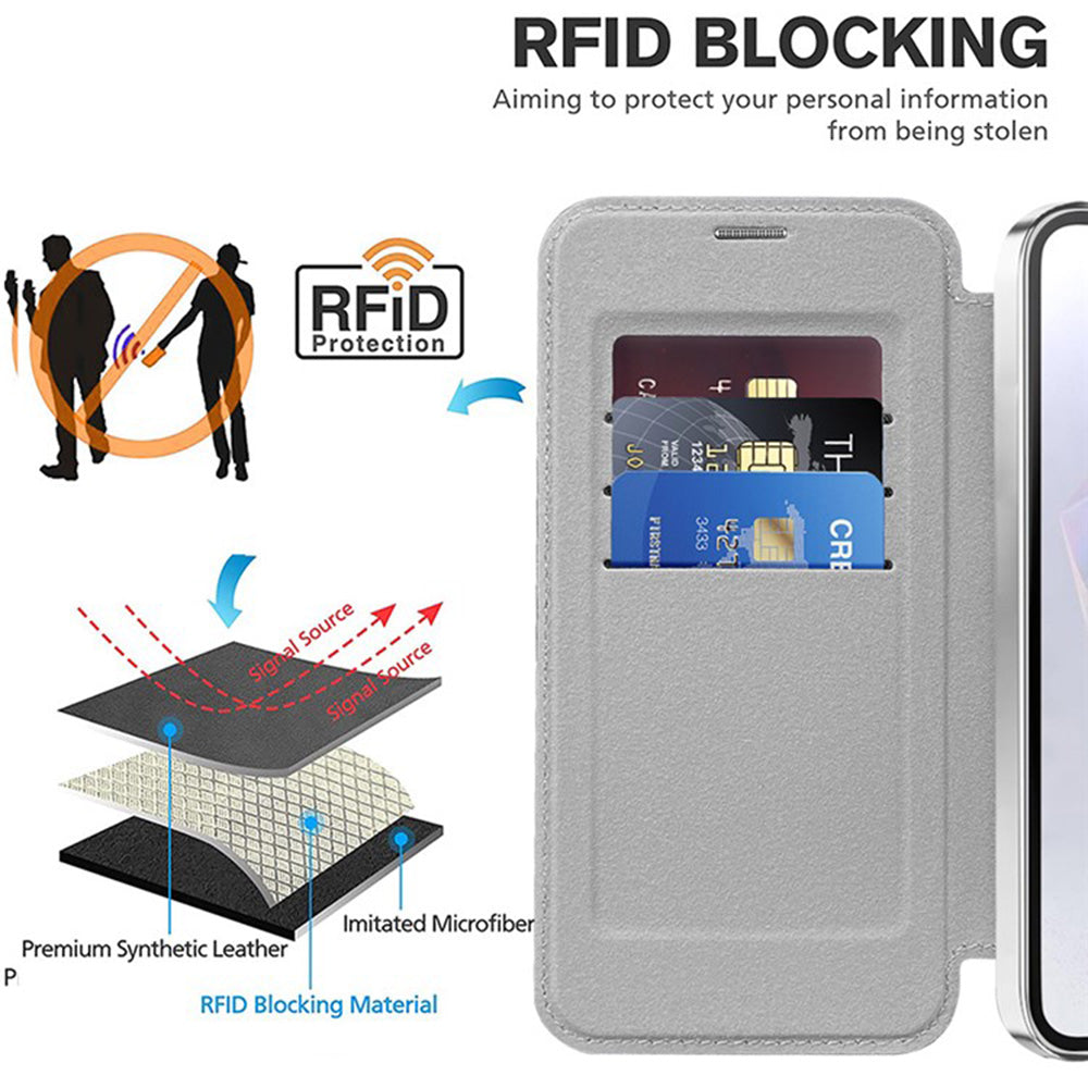 Funda MagSafe para Samsung Galaxy A36 A366, Techsuit, SmartMag Book, Gris