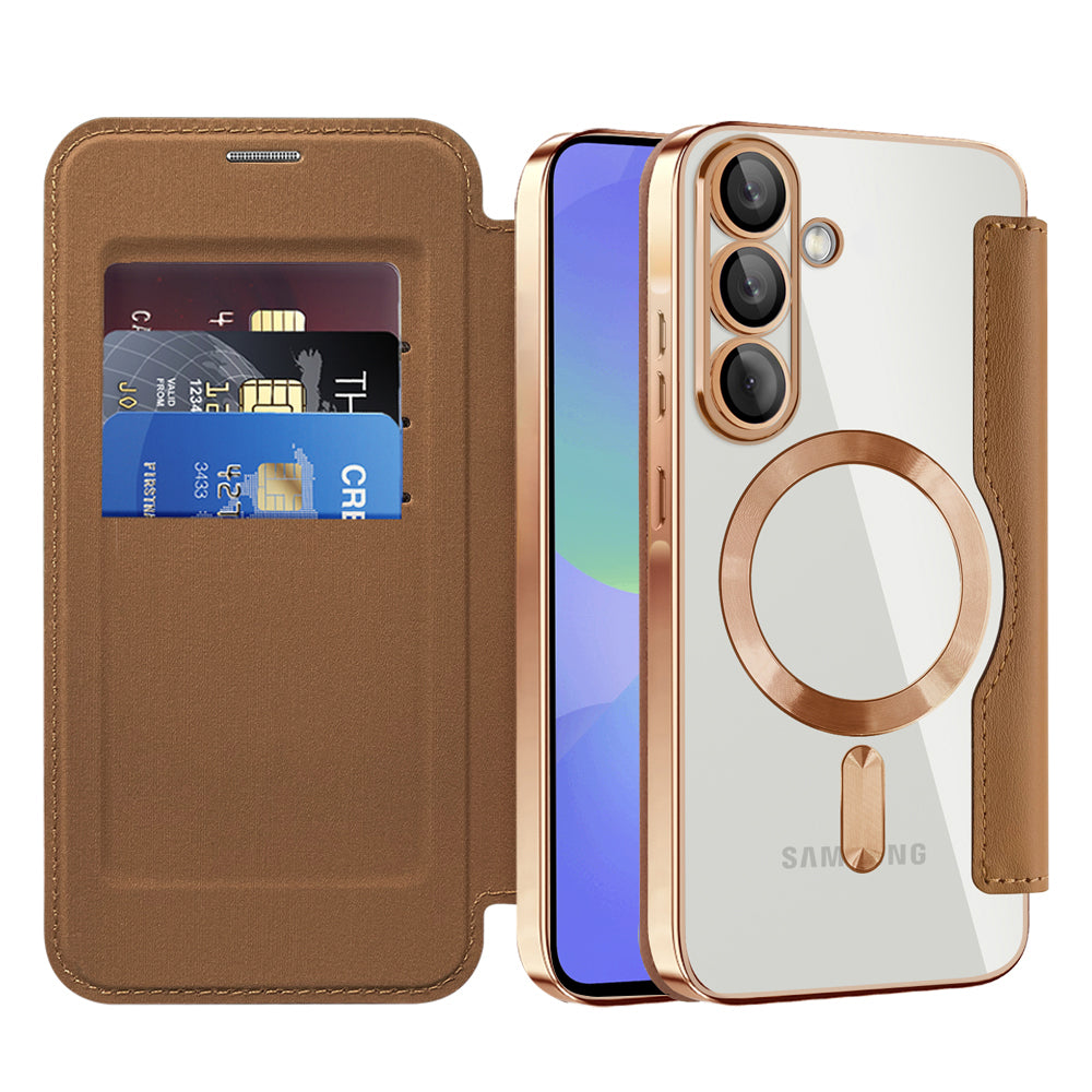 Funda MagSafe para Samsung Galaxy A36 A366, Techsuit, SmartMag Book, Marrón