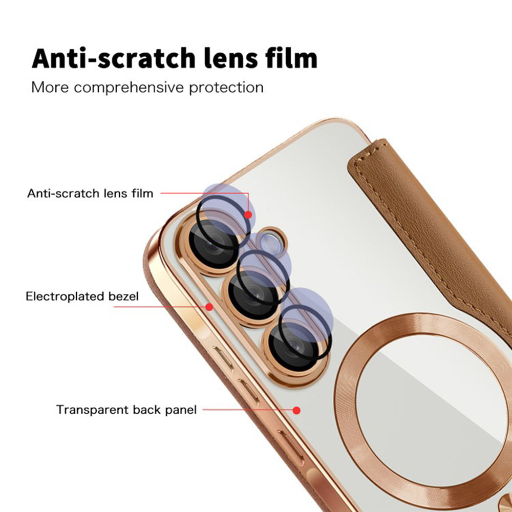 Funda MagSafe para Samsung Galaxy A36 A366, Techsuit, SmartMag Book, Marrón