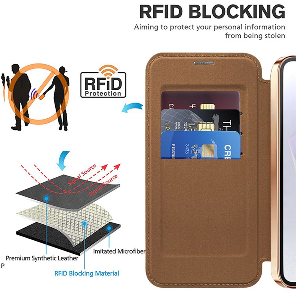 Funda MagSafe para Samsung Galaxy A36 A366, Techsuit, SmartMag Book, Marrón