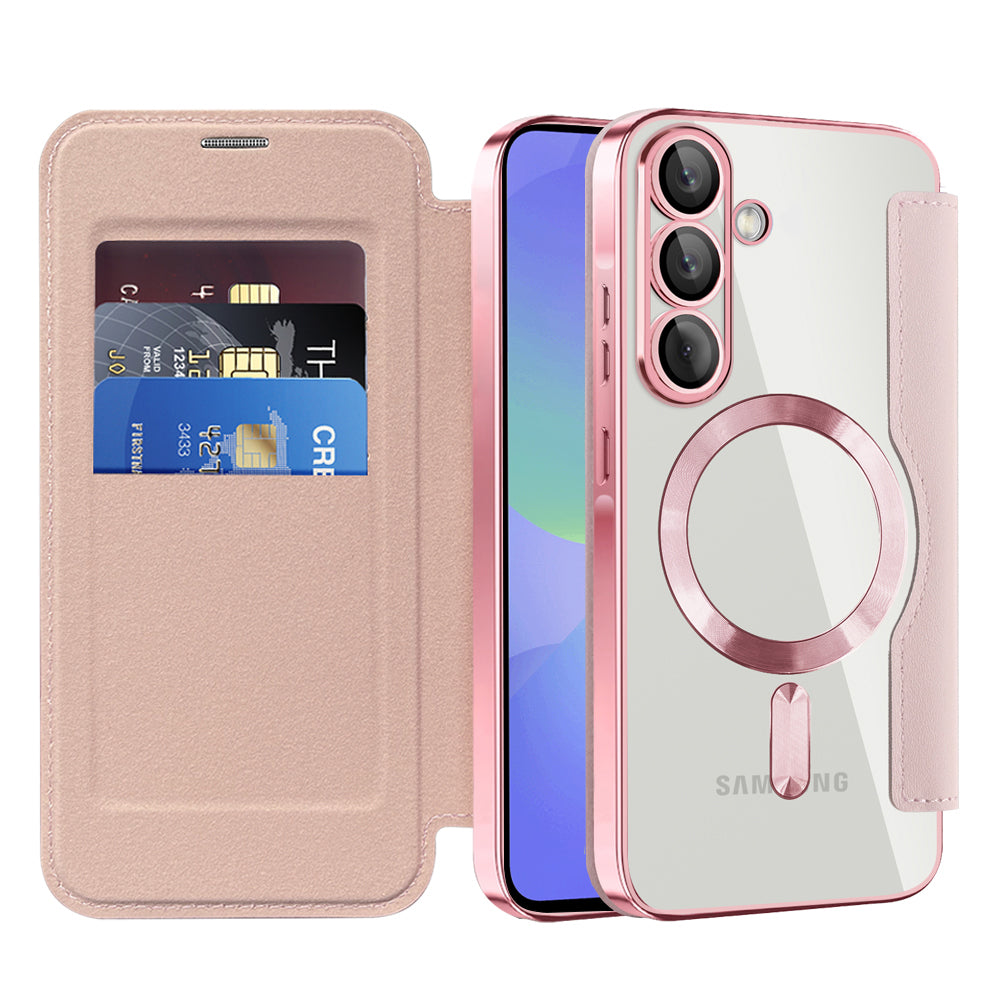 Funda MagSafe para Samsung Galaxy A36 A366, Techsuit, SmartMag Book, Rosa