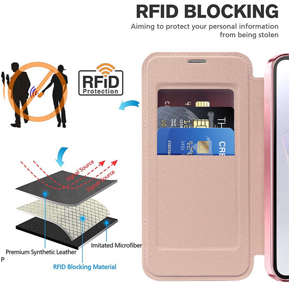 Funda MagSafe para Samsung Galaxy A36 A366, Techsuit, SmartMag Book, Rosa