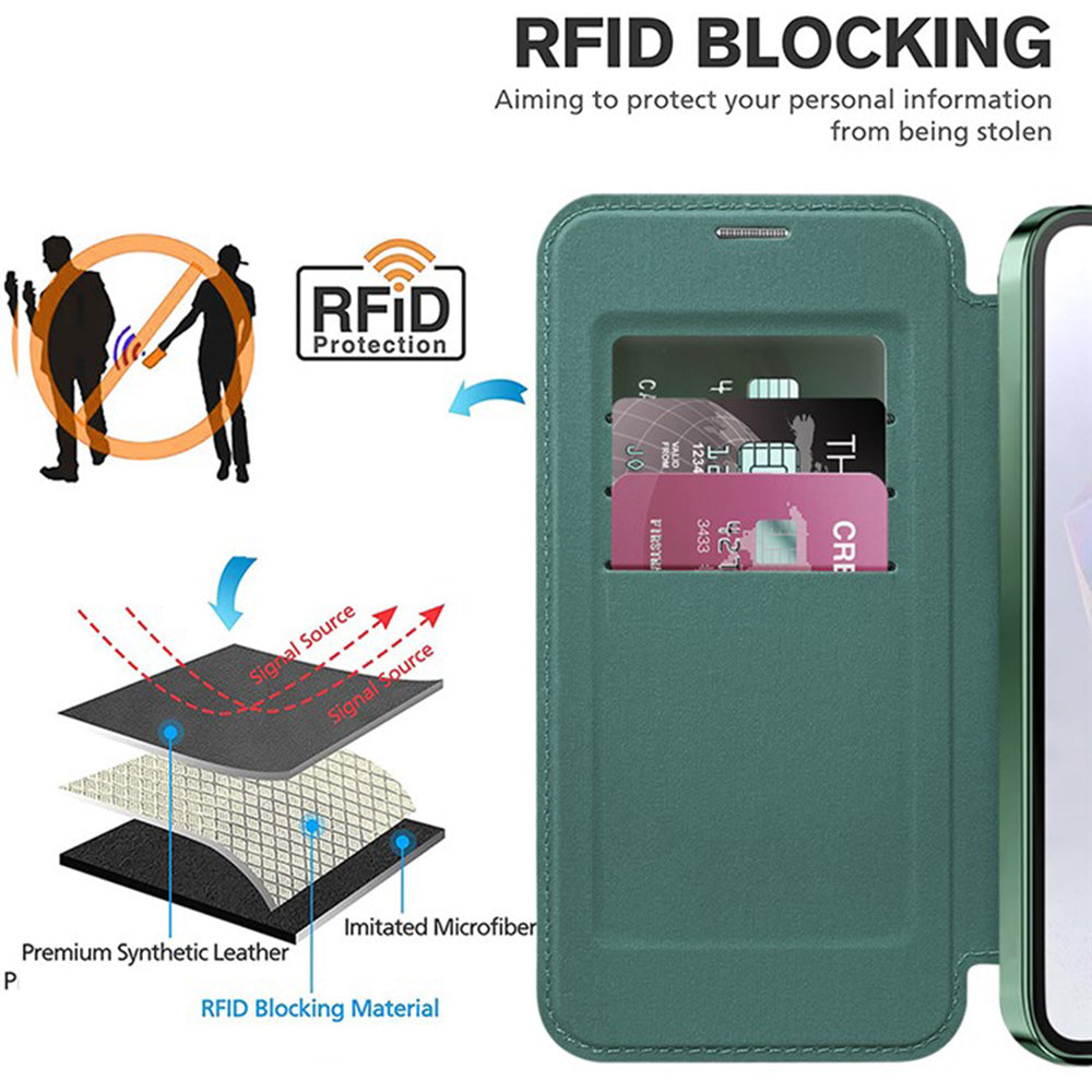 Funda MagSafe para Samsung Galaxy A36 A366, Techsuit, SmartMag Book, Verde