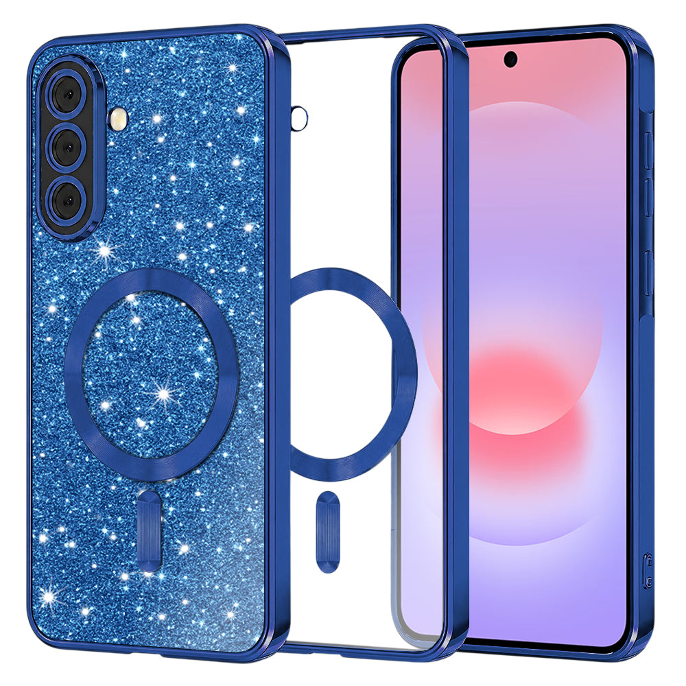 Funda MagSafe para Samsung Galaxy A37 5G, Techsuit, Luxury Glitter, Azul Oscuro