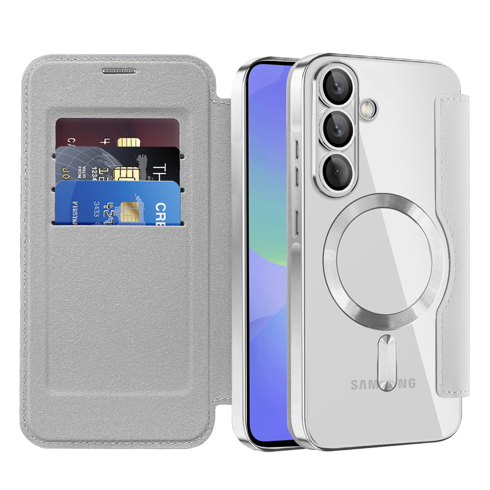 Funda MagSafe para Samsung Galaxy A37 5G, Techsuit, SmartMag Book, Gris
