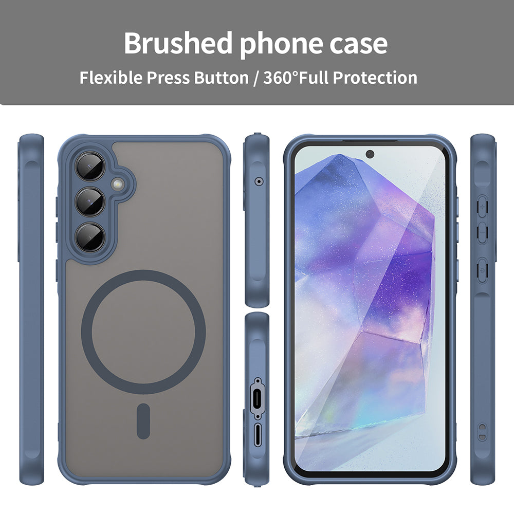 Funda MagSafe para Samsung Galaxy A55 5G A556, Techsuit, HaloFrost II, Azul Marino