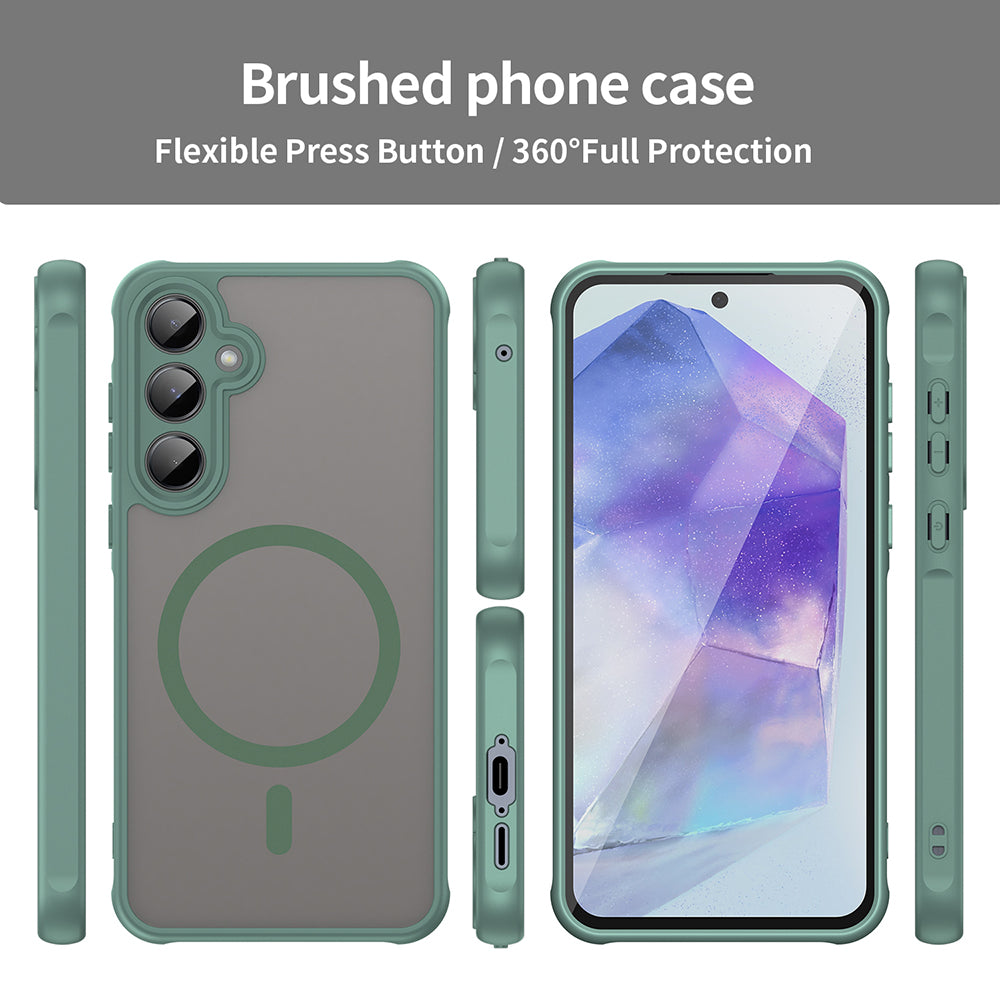 Funda MagSafe para Samsung Galaxy A55 5G A556, Techsuit, HaloFrost II, Verde
