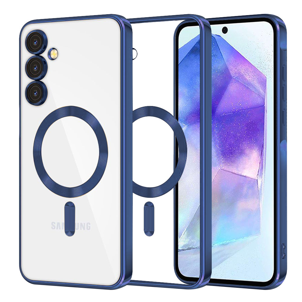 Funda MagSafe para Samsung Galaxy A55 5G A556, Techsuit, Luxury Crystal, Azul Oscuro