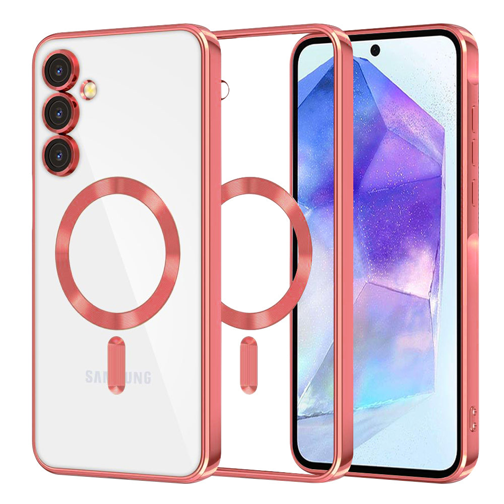 Funda MagSafe para Samsung Galaxy A55 5G A556, Techsuit, Luxury Crystal, Roja