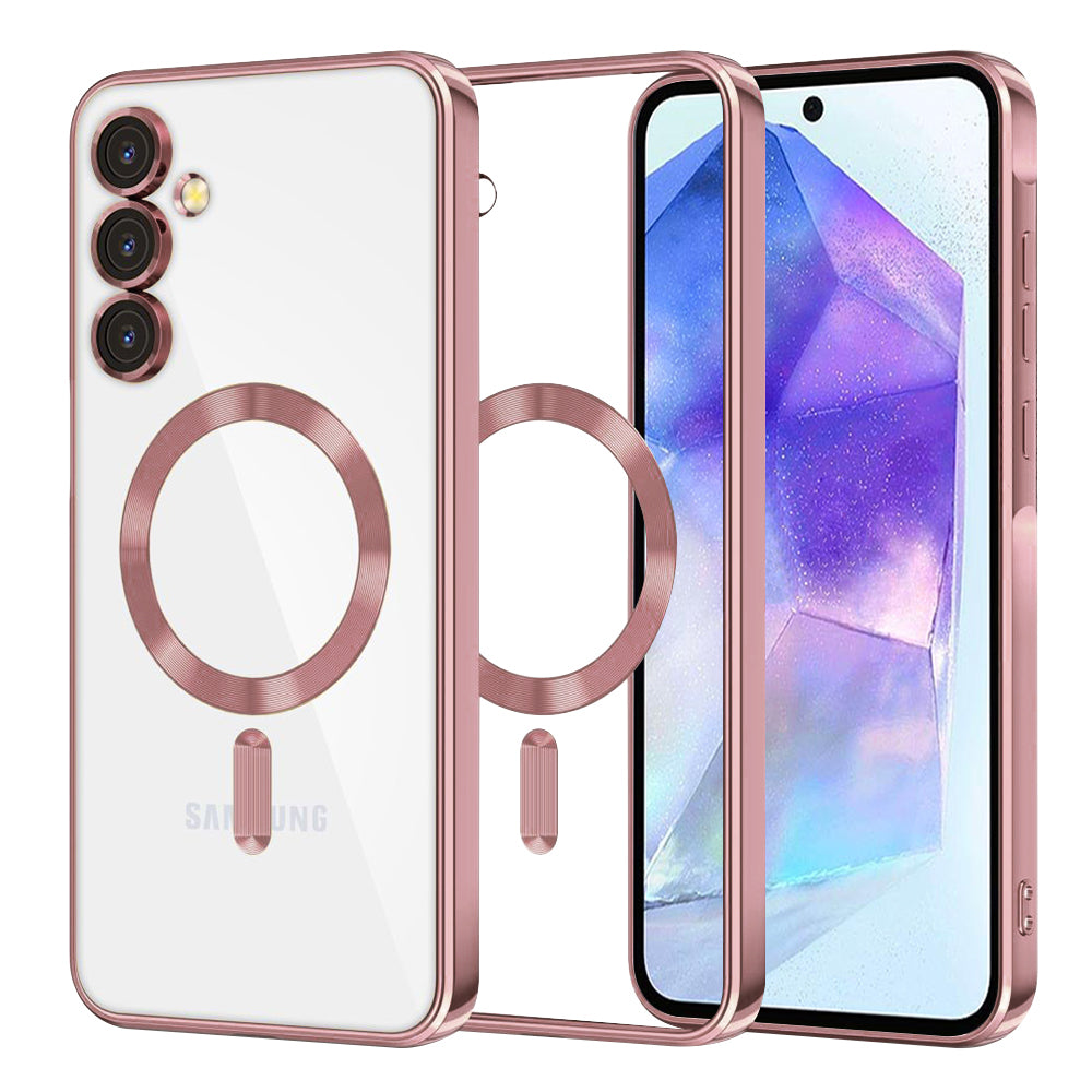 Funda MagSafe para Samsung Galaxy A55 5G A556, Techsuit, Luxury Crystal, Rosa