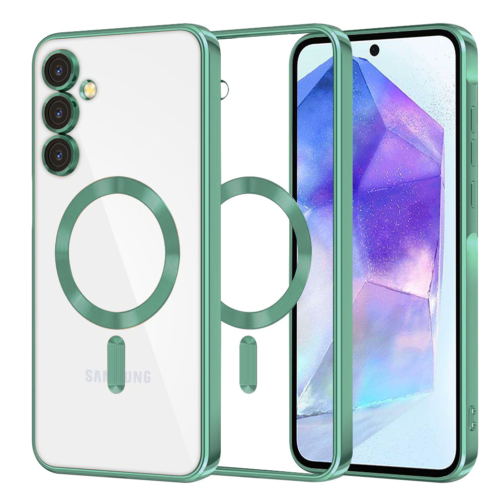 Funda MagSafe para Samsung Galaxy A55 5G A556, Techsuit, Luxury Crystal, Verde Claro
