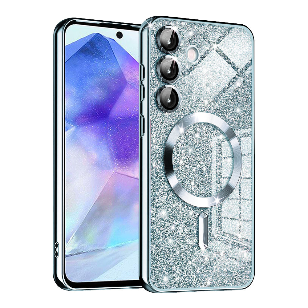 Funda MagSafe para Samsung Galaxy A55 5G A556, Techsuit, Luxury Glitter, Azul