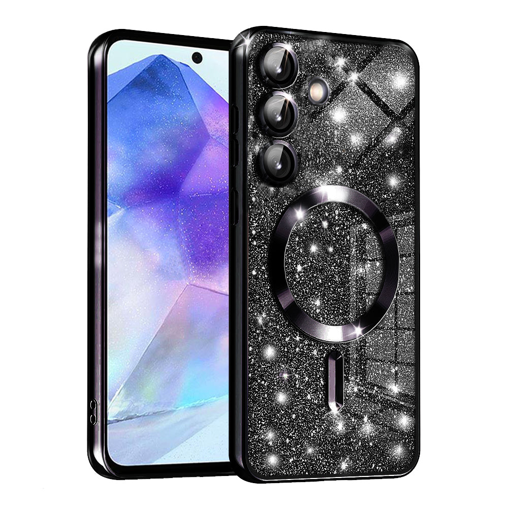 Funda MagSafe para Samsung Galaxy A55 5G A556, Techsuit, Luxury Glitter, Negra