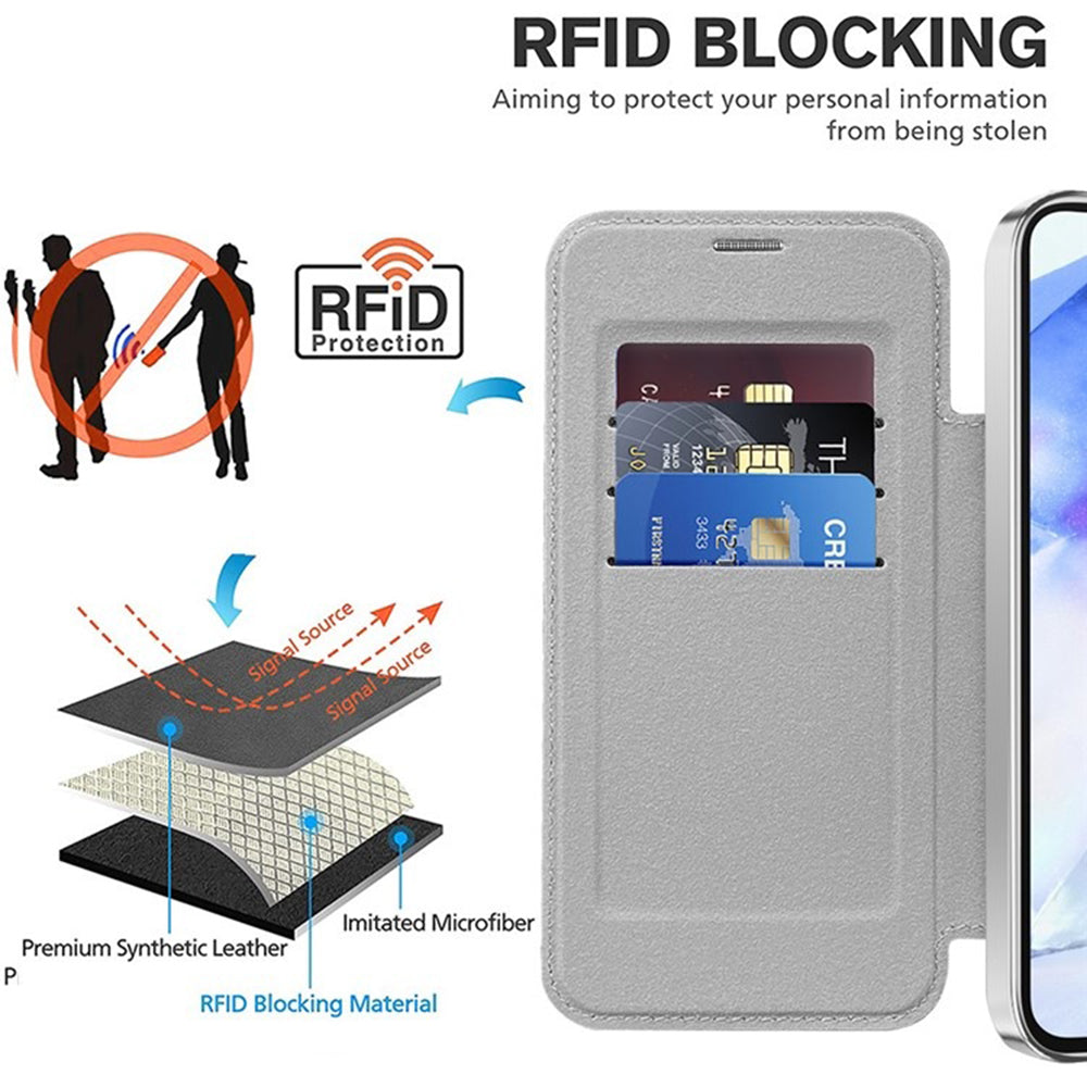 Funda MagSafe para Samsung Galaxy A55 5G A556, Techsuit, SmartMag Book, Gris