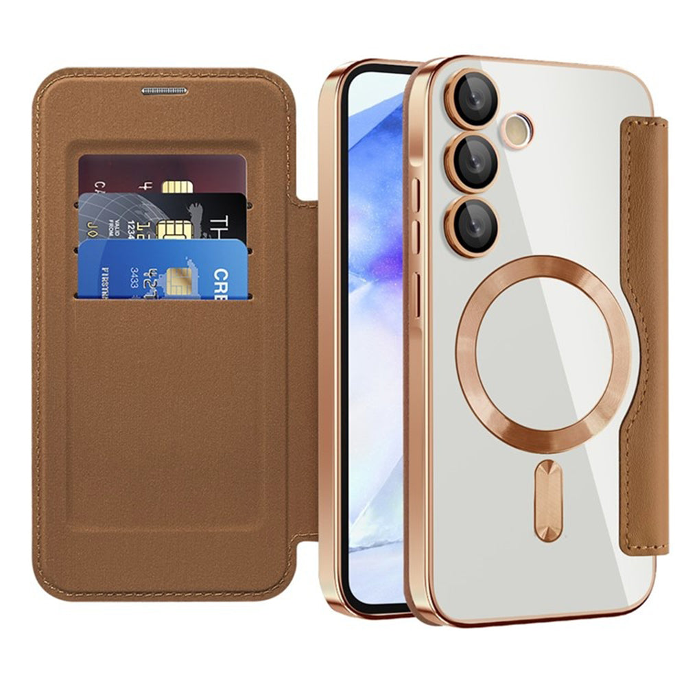 Funda MagSafe para Samsung Galaxy A55 5G A556, Techsuit, SmartMag Book, Marrón