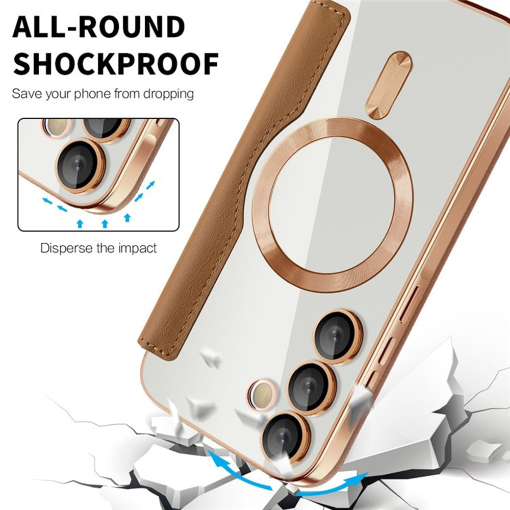 Funda MagSafe para Samsung Galaxy A55 5G A556, Techsuit, SmartMag Book, Marrón